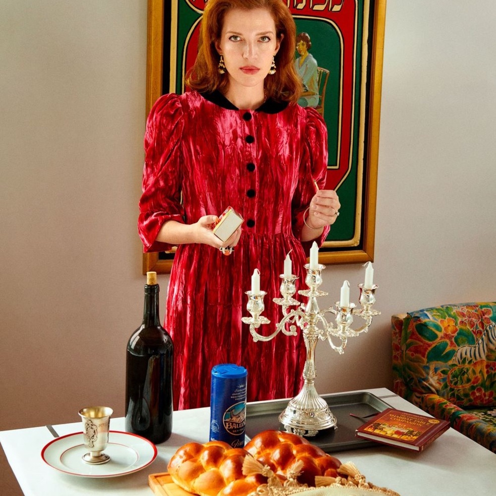 Batsheva Peter Pan Crimson Crushed Velvet Dress Size 4